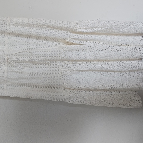 Diane Von Furstenberg Elegant White Eyelet Midi Tiered Dress Resortwear Sundress - Picture 7 of 14